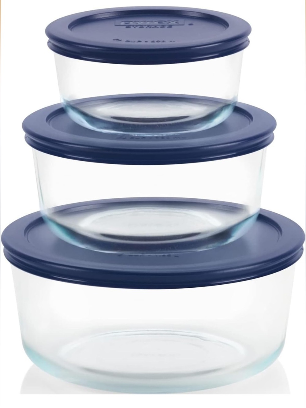 !NEW IN BOX! PYREX GLASS FOOD STORAGE CONTAINER SET - 3PACK (2, 4, 7 Cup)